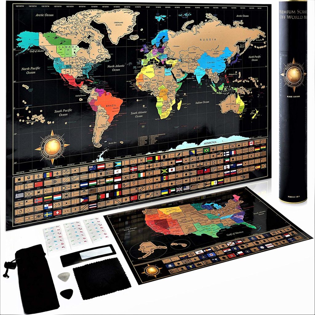 Scratch-off world map for travelers