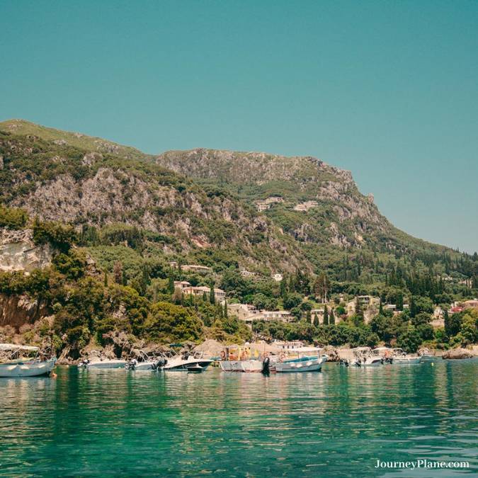 View of Paleokastritsa from the pedal boat